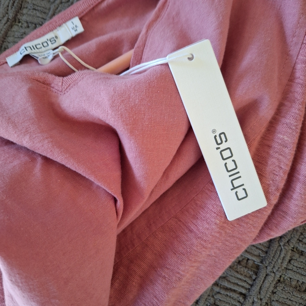 Chico's Linen Top soft pink hi lo shirt New With Tags